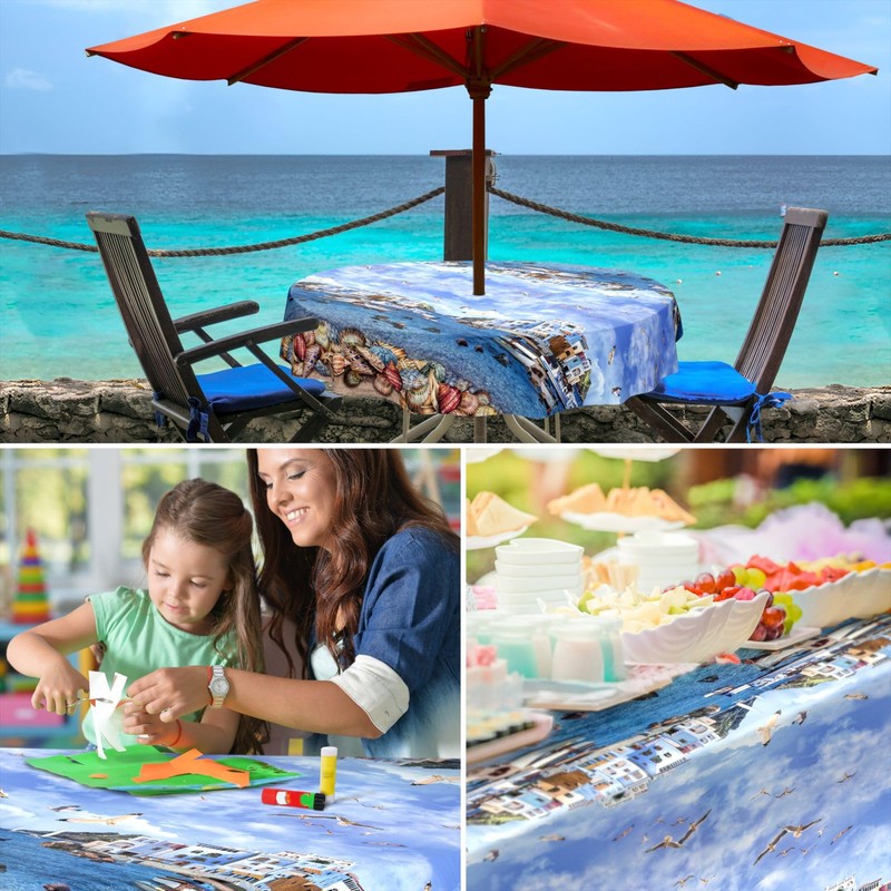 ANRO Oilcloth Tablecloth, Washable, Oilcloth, Garden Tablecloth, Outdoor, Indoor, 100