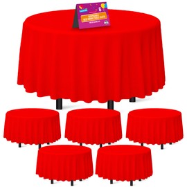 SOL 6pk Red Round Table Cloth Disposable | 140cm Party Round Tablecloths For Circular Table | Round Table Cloths Circular Tablecloth Round Table Cloth Red Round Tablecloth Red Table Cloth Round