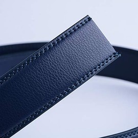 FleurUneffe FleurUneffe (Black Simple) Belt Can Be Cut, Adjustable Size, No Holes, Auto-Lock Belt, Men's, Genuine Leather, Stylish, Casual, Gentleman's, Business, Golf, Navy, Navy Blue, black simple