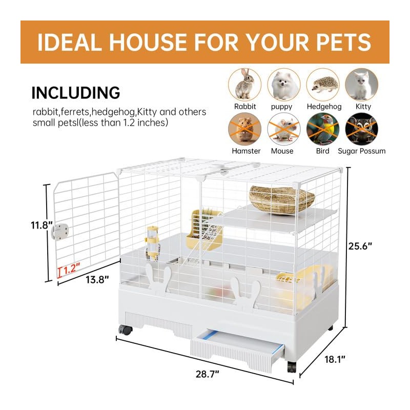 Oneluck Bunny Cage Indoor Rabbit Hutch with Pull Out Tray