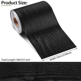 Rindion 45 FT Black Wood Grain Wallpaper Border, Removable Waterproof Mirror Frame Border, Self Adhesive Kitchen Bathroom Mirror Frame Sticker (3.94Inch X 45.9 Ft)