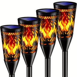 FIFlying Solar Lights for Outdoor Garden, IP65 Waterproof Solar Torches for Garden Decoration, Camping