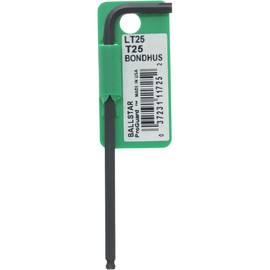 BONDHUS LT25 No.11725 Torx® Ball Point Ball Star™ L-Wrench T25 [Short Hand: 1.0 inches (26 mm), Long: 4.0 inches (102 mm); Black-dyed