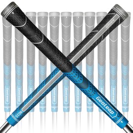 Geoleap ACE-R Golf Grips, 13 Pack Back Rib Improved Controls, Multi-Compound Rubber and Cord Hybrid Golf Club Grips, Standard Size/Mid Size, 7 Color Options (Mid, Blue)