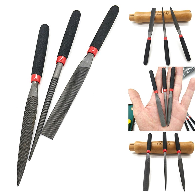 3pcs 3x118mm Flat Round File Needle File Set Grinding For