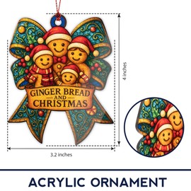 KINGDUHU Gingerbread Family Ornament – Christmas Decoration | Holiday Cookie Ornament - Gingerbread Man Decor - Xmas 2025 Ornaments – Suncatcher Stained Glass Effect - Car Hanging Mirror