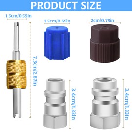 CANIPHA R12 to R134a Conversion Kit, R12 to R134a Adapter Fitting Adapter, High/Low Pressure 134a Adapter Fittings With Plastic Hat, R12 to R134a Adapter with 1/4'' Female to 7/16"-20 Unf Connection