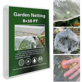 Garden Netting Ultra Fine 8x10Ft, Plant Covers, Barrier Mesh for Plant Vegetables Fruit Flower Tree, Row Cover Raised Bed Protection Net, Bird Screen