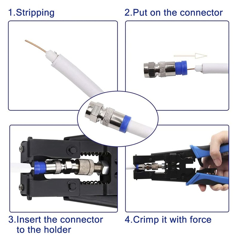 Delgada Multifunctional Coax Compression Connector Crimper Kit with 20 F