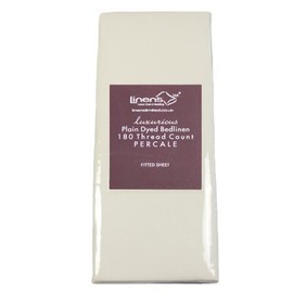 Linens Limited Polycotton Non Iron Percale 180 Thread Count Fitted Sheet, Cream, Double