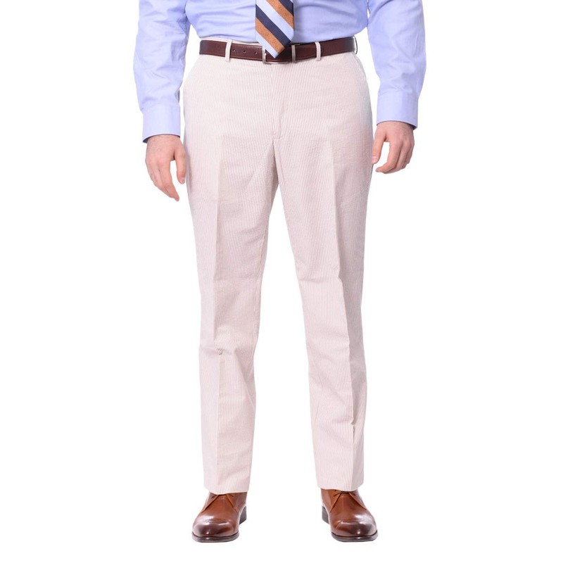 Emigre 46R Men's 100% Cotton Tan Striped Seersucker Suit