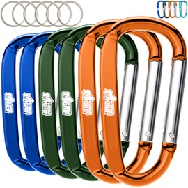 GORILLA GRIP 3 Inch Heavy Duty Aluminum Carabiner Clip, 6PC Clips Holds 170lbs, Rust, Scratch-Resistant Mini Keychain Carabiners for Keys, Small Ring Hooks Bag Backpack Purse, Black Hunter Green