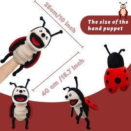 JUSTQUNSEEN Hand Puppet Realistic Plush Puppet 13",Insect Animal Puppets for Kids Insect Stuffed Animal Hand Puppet with Moveable Mouth,Soft Stuffed Insect Puppet Story Toy Puppets Role Play Show Game