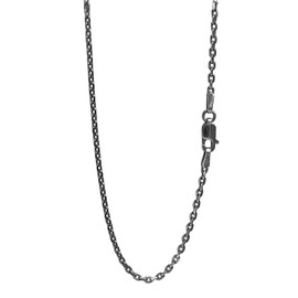 Shinjuku Ginnokura Men’s Azuki Chain Necklace, Square Cut, Length 15.7 - 23.6 inches (40 - 60 cm), Width 0.1 - 0.2 inches (1.9 - 4.1 mm), Silver 925, blk