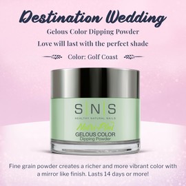 SNS Nail Dip Powder, Gelous Color Dipping Powder - Golf Coast (Green/Pastel, Cream) - Long-Lasting Dip Nail Color Lasts 14 Days - Low-Odor & No UV Lamp Required - 1oz