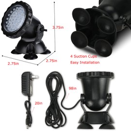 ZHGSERVU - Luces LED para estanque bajo el agua ajustable, focos de paisaje coloridos, luz sumergible impermeable IP68 para patio, jardín, acuaurio, cascada, piscina poco profunda, fiesta Navidad