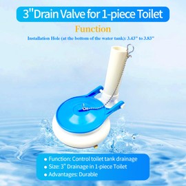 Lychee Light Toilet Flush Valve Assembly for One-Piece Toilets with Flapper and Chain 3-Inch Replacement Parts,2-packs, Repair Kit, Easy Install.