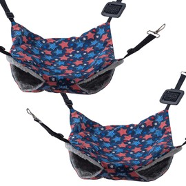 2Pcs Ferret Rat Warm Plush Bunkbed Cage Adjustable Retractable Hanging Hammock Bed Hideout for Sugar Glider Ferret Squirrel 13.4x13.4inch