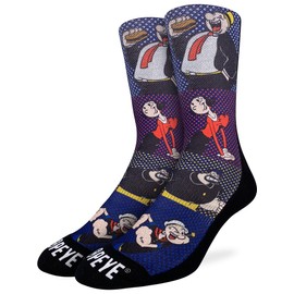 Good Luck Sock Men's Popeye, Comic Book Characters Socks, Adult, Shoe Size 8-13
