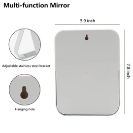 YEAKE Table Desk Vanity Makeup Mirror,8-Inch Portable Folding Mirror with Metal Stand 90°Adjustable Rotation Tavel Make Up Mirror Hanging Bathroom for Shower Shaving(Gray)