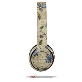 Flowers and Berries Blue - Decal Style Skin fits Genuine Beats Solo 2 Wired Headphones (Headphones NOT Included)