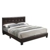 Poundex Twin Faux Leather Upholstered Bed, Brown