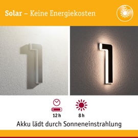 Paulmann Outdoor Solar House Number 1 3000 K IP44 Akk