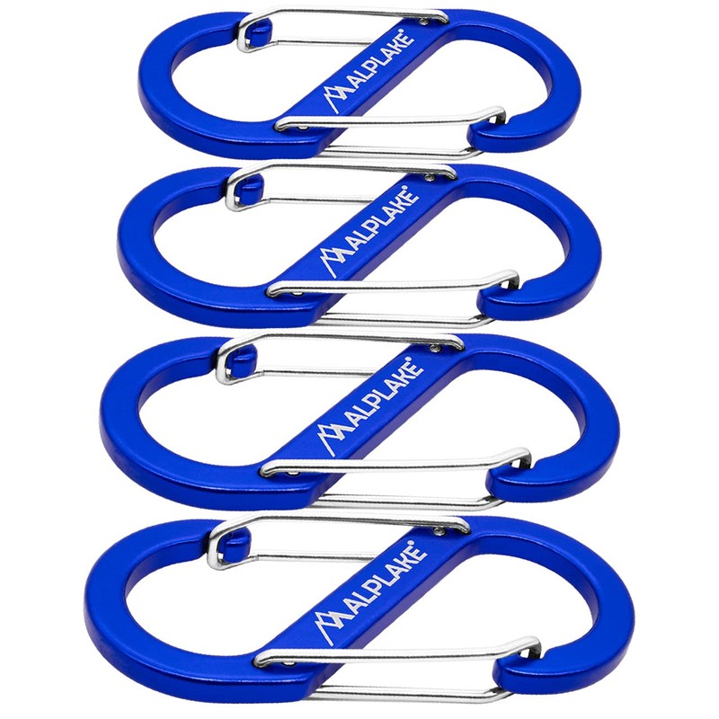 ALPLAKE ® - Pack of 4 Material Carabiners, Double Carabiner,