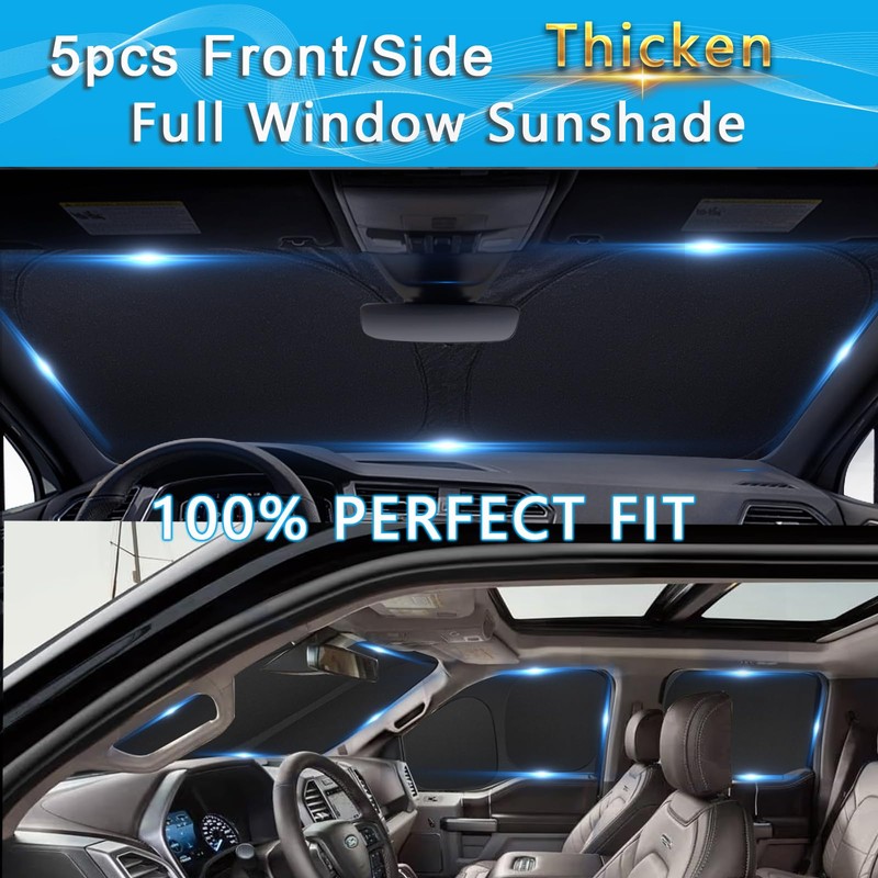 KMF 5pcs Thicken Car Sun Shades for Hyundai Santa Cruz
