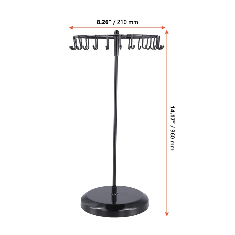 SINJEUN 3 Pack Rotating Necklace Holder, 14 Inch Metal Jewelry