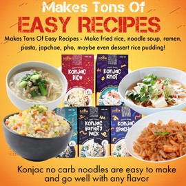 Fusion Select Organic Konjac Noodles - Shirataki Rice, Angel Hair, Spaghetti, Knots, Spaghetti - Healthy Diet Pasta - Rich in Fiber - Vegan, Keto, Paleo-Friendly, Zero Gluten, Low-Carb & Low-Calorie