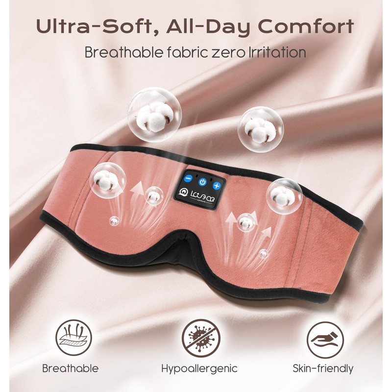 LOVE EYE Bluetooth Sleep Mask, 3D Sleep Mask with Wireless