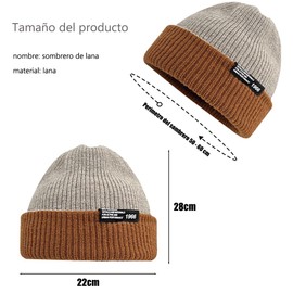 TAGNEFLOR Gorros de Invierno para Mujer,Gorro Invierno,Gorros de Punto para Hombre Mujer Unisex Slouch Cráneo Sombreros, Diseño Clásico Moderno y Suave (Caramelo + Beige)