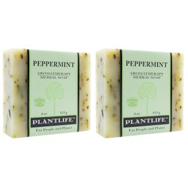 Plantlife Peppermint Bar Soap Pack of 2 - Moisturizing and Soothing Soap for Your Skin - Hand Crafted Using Plant-Based Ingredients - Made in California 4oz Bar