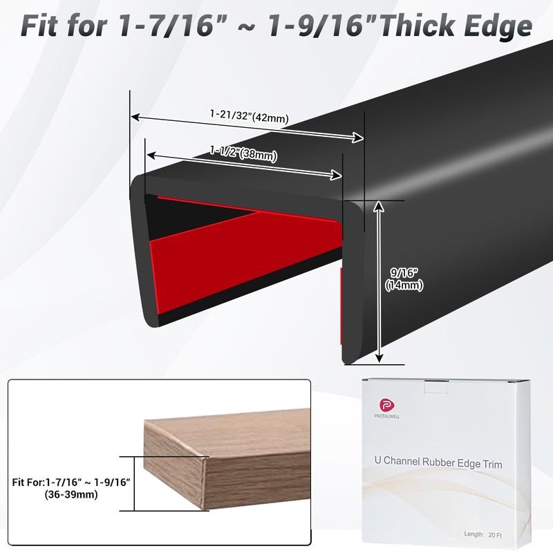 Rubber Edge Trim, Self Adhesive U Channel Edge Trim, Big