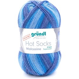 Gründl Hot Socks Malcesine Sock Wool 75% Virgin Wool (Superwash) and 25% Polyamide, Made in Italy, 4-Ply Sock Yarn, 100 g / 420 m, Needle Size: 2.5 mm - 3 mm, 1 x 100 g), Ocean Multicoloured