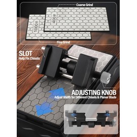 Lanstics Chisel Sharpening Kit, Diamond Sharpening Stones with Honing Guide Knife Sharpener Stone for Chisel Plane Sharpening Stone Set Fine/Coarse Diamond Sharpening Plate with Angle Guide (400/1000)
