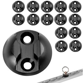 LEKEFETO Pack of 15 Airline Rail Lashing Point: Round Load Securing Airline Rail Accessories for Airplane, Motorhomes, Vans, Ambulances, Black
