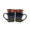 Royal Norfolk Brown/black Stoneware 14 oz Coffee Mugs Dinnerware Cups-Set