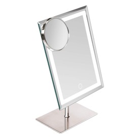 Waneway Lighted Makeup Vanity Mirror with 80 LEDs Lights and 10X Magnification Spot Mirror, Light up Dressing Table Cosmetic Mirror, 3X Brighter Dimmable Lighting, Full Metal Sleek Design,Satin Nickel