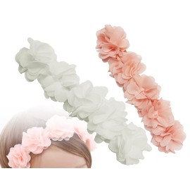 KAPSING Pack of 2 Hair Bands for Baby, Baby Turban Headband, Elastic Headband Baby Girl, Baby Flowers Hair Band, Newborn Toddler Hair Band, Baby Accessories