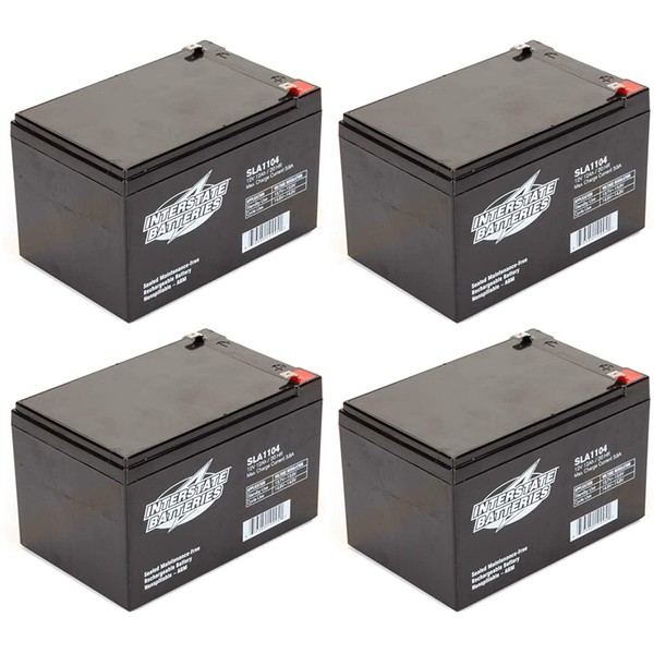 Interstate Batteries 12V 12AH Sealed Lead Acid (SLA) Battery (AGM) - .250 Faston Spade Terminals (SLA1104) - Pack of 4