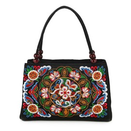 WNV Women Retro Embroidery Top-handle Purse Boho Vintage Double-Sided Floral Ethnic Handmade Hobo Bag Tote Shoulder Handbags