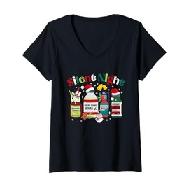 Womens Retro Propofol Nurse Medical Christmas ICU RN ER Nurse Scrub V-Neck T-Shirt