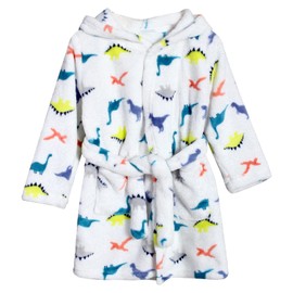 Kumary Toddler Boys Bathrobes,Kids Boys Animal Plush Bathrobe Dinosaur Hooded Flannel Sleep Robe 2-7 Years