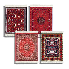 FDTCHENG Oriental-Style Rug Table Carpet Coaster Set Absorbent Drink – Native American Inspired Colorful Cute & Sturdy Table Rugs for Coffee & Dining, Prevents Drips & Slipping (Timeless Elegance)