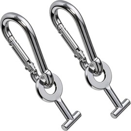 AlweizU 1 Pair T Lock Attachments Compatible with Tonal Smart Home Gym Equipment, with Stainless Steel Carabiner for Pilates Loops, Ankle Straps Accessories