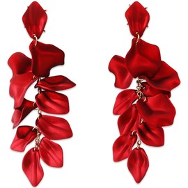 Women's Elegant Drop Statement Tassel Earrings Rose Petals Earrings Dangle Flowers Earrings Jewellery Accessories, Stainless Steel, No Gemstone