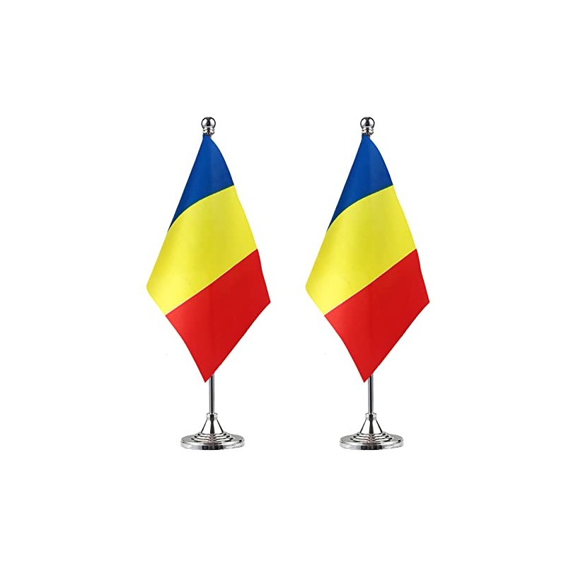 WXTWK 2 Pack Romania Flag Romanian Desk Flag Small Mini