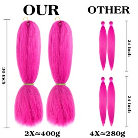Pink Reddish Brown 30 Inch Braiding Hair Pre Stretched 400g/pack Soft Yaki Texture Hot Water Setting Braid 70cm Long Hair Extensions Professional Synthetic Expression Hair For Box Braids (808#)